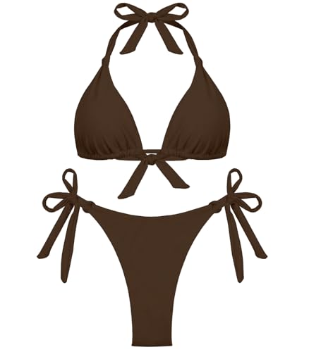 Women's Bikini Sets Adjustable Bathing Suit Small Brown Two Piece Swimsuit