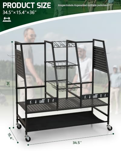 Mythinglogic 2-Bag Golf Organizer with Club, Shoe & Accessories Storage - Versatile Golf Equipment Rack