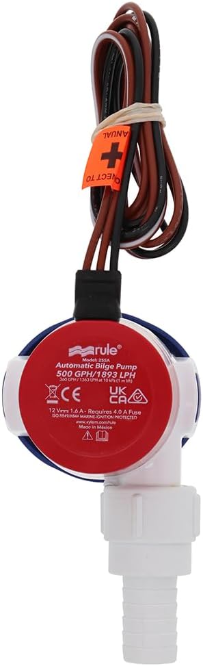 Rule 500 GPH 25SA Electronic Sensing Bilge Pump - Efficient Water Removal for Boats