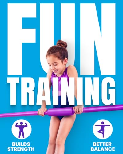 Foldable Kids Gymnastics Bar with Rings and Mat - Adjustable Height, Portable Exercise Equipment