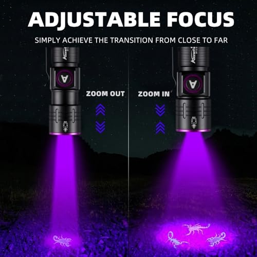 Mini UV Flashlight 365nm Black Light Rechargeable for Pet Urine Detection and Mineral Identification