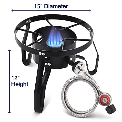 55,000BTU Propane Camping Stove with Large Surface - Outdoor Cooker for Turkey Fry & Boiling