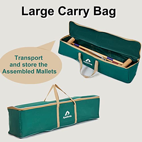 Deluxe 35-Inch Wooden Croquet Set with Mallets and Carry Bag - 6 Player