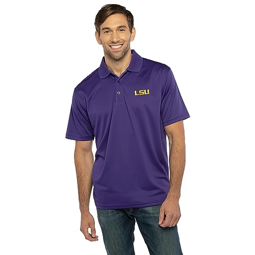 LSU Tigers Men's Polo Shirt - XX-Large Team Color Moisture Wicking Embroidered Logo