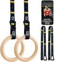 Double Circle Wooden Gymnastics Rings with Straps & Extension - Extra Long Version