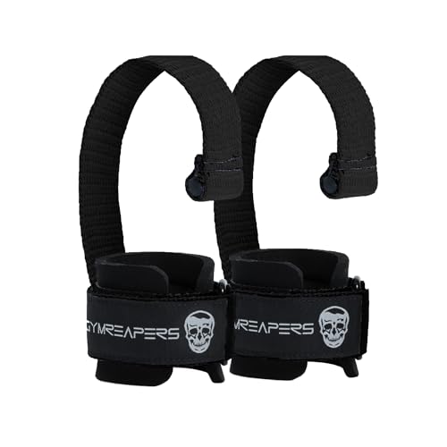 Black Gymreapers Weight Lifting Straps with Dowel - Wrist Support for Deadlifts