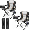 Oversized Camping Chair 2 Pack - Heavy Duty Support 500LBS, Black & Gray