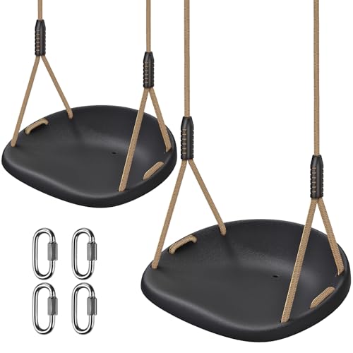 SELEWARE Heavy Duty Tree Swing for Adults & Kids - Black Cushion Style (2 Pack)