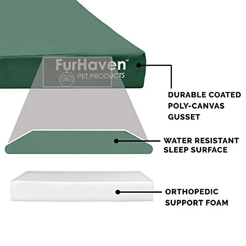 Furhaven Water-Resistant Orthopedic Dog Bed Jumbo Plus Forest Logo Print, Large 53x40 Inches