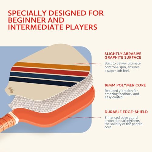 4 Retro Twill Pickleball Paddles Set - Orange Graphite, USAPA Approved