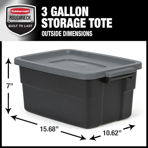 Rubbermaid 3 Gallon Heavy Duty Storage Totes 6 Pack with Snap Lids & Handles