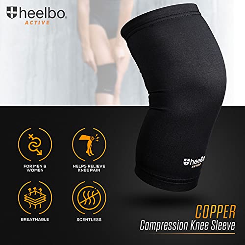Heelbo Small Copper Infused Knee Compression Sleeve for Pain Relief & Support