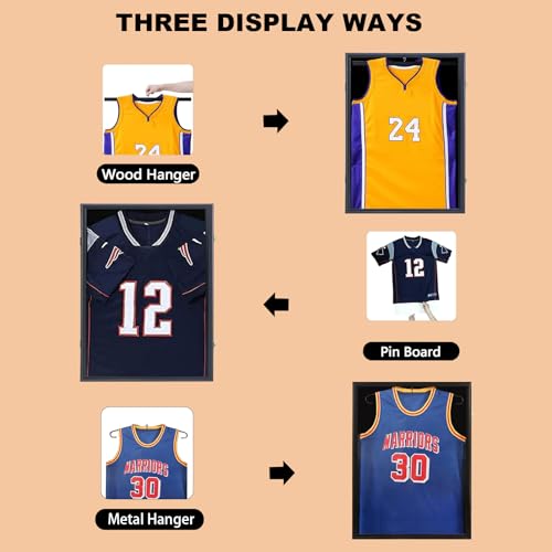 Grintus 2 Pack Jersey Display Cases Black Shadow Box for Autographed Sports Jerseys