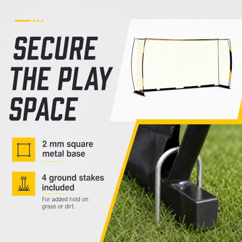 Garvee 12x6FT Yellow Soccer Goal with Foam Padded Posts, Heavy Duty Steel Frame, Portable Outdoor Training