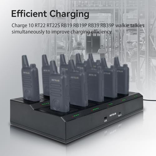 Retevis RT22 Walkie Talkie Charger 10-Way Multi-Unit Charging Station - 1 Pack