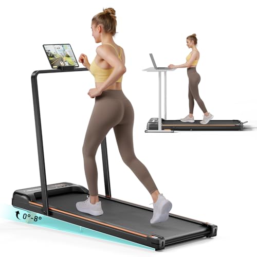Abonow Light Black Walking Pad with Incline - Under Desk Treadmill for Home Office