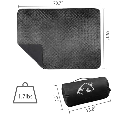 Wind Tour Warm Polar Fleece Blanket for Outdoor & Beach Picnic Black