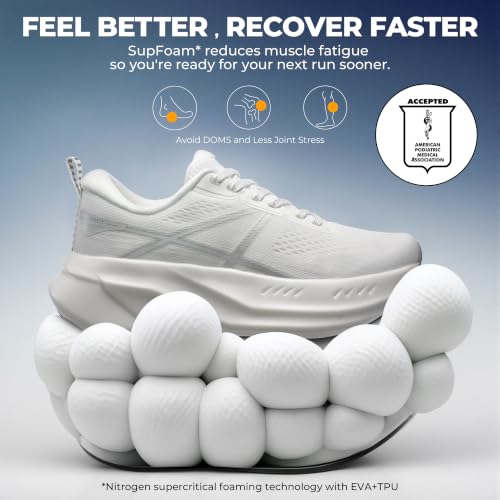 ALLSWIFIT Women's Road Running Shoes White 8 - Walking Sneakers for Fitness