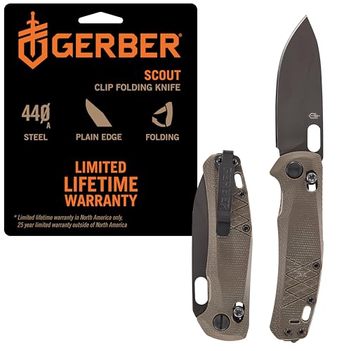 Gerber Scout EDC Folding Pocket Knife 3.2" Plain Edge, Micarta Handle, 7.64" Open