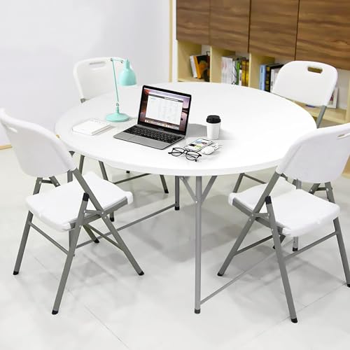 54 Inch Round Folding Table - Portable 4.5ft Bifold Design for Indoor & Outdoor Use