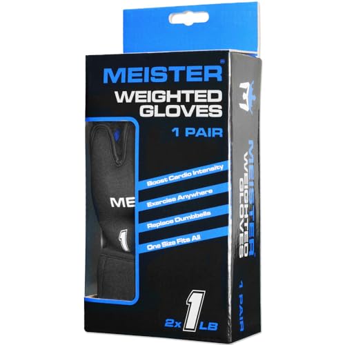 Weighted Gloves for Cardio & Heavy Hands - 1lb Black with Blue Variation