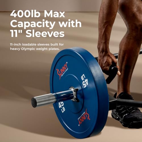 Sunny Health & Fitness Black Olympic Hex Trap Bar with Swivel Handles for Deadlifts