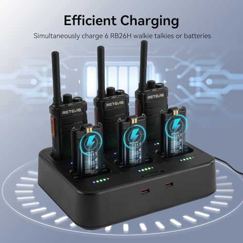 Retevis RB26H GMRS Long Range Walkie Talkies with Earpiece & 6-Way Charger