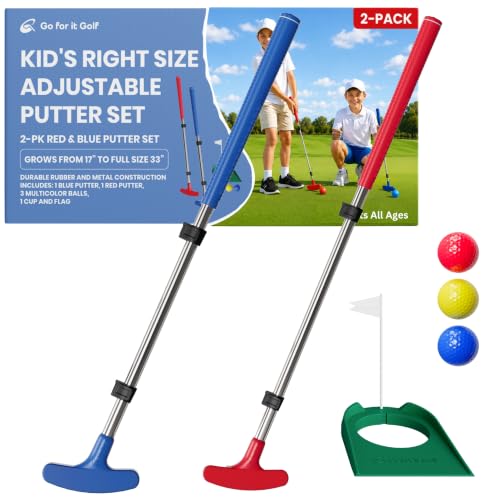 Kids Adjustable Golf Putter for Boys and Girls Ages 2-12 - Blue & Red