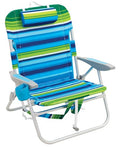Rio Brands 4-Position Big Boy Wide Beach Chair Backpack Blue/Green Stripe