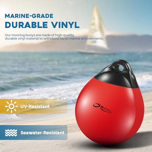 Red Vinyl Boat Buoy Ball 14.9x17.8 Inches for Mooring & Anchoring - Heavy Duty Marine Float