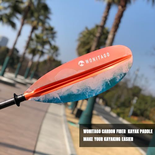Ocean Orange 240-260cm Adjustable Carbon Fiber Kayak Paddle - Lightweight & Durable