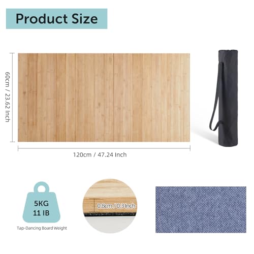 Portable Bamboo Tap Dance Floor 47.8x23.62-inch with Storage Bag for Home Studio & Outdoor Practice - Tristcily
