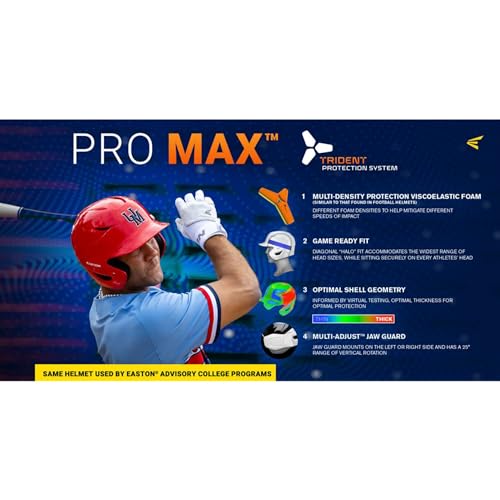 Easton PRO MAX Baseball Batting Helmet Large/X-Large Navy - Multi-Adjust Jaw Guard