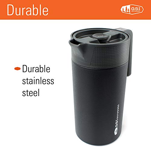 GSI Outdoors Glacier Stainless French Press Mug - 30 fl oz, Black, One Size