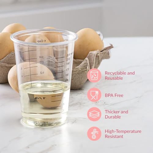 Disposable Measuring Cups Set - 50 Clear 8 oz Plastic Mixing Cups for Baking & Crafts