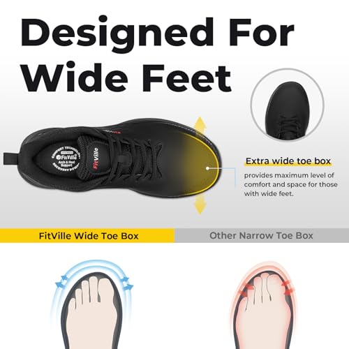 FitVille Extra Wide Men's Golf Shoes V5 - 10.5 Wide Jet Black