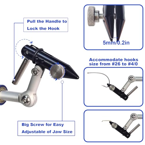 Aventik TrueGrip Fly Tying Vise with Clamp & Base - Blue, 360° Rotary, Adjustable Tension