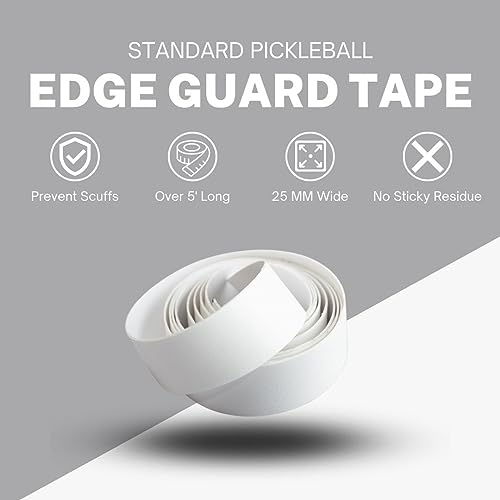 Pickleball Paddle Edge Guard Tape - White, Standard Width, No Wrinkles, 64-inch Roll