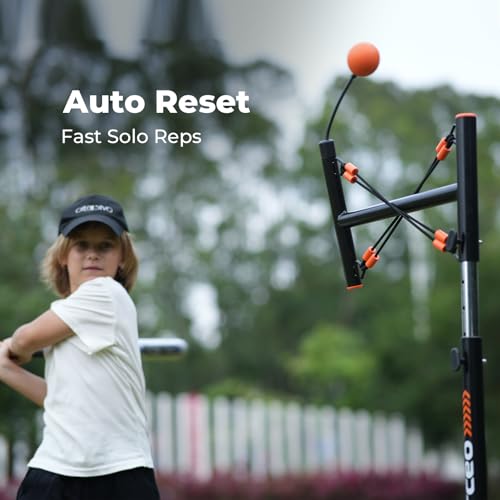 Adjustable Solo Baseball Swing Trainer with Auto Reset for Indoor & Backyard Practice
