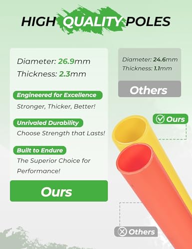 SEAOTTER Soccer Agility Training Poles Set - 10 Pack, Adjustable & Detachable for Football & Rugby Drills