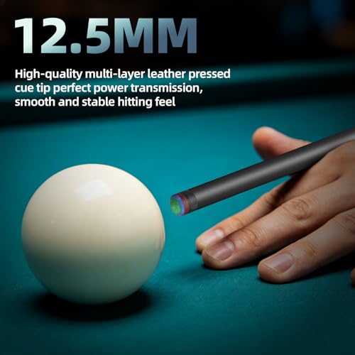 Kmise White 21oz Carbon Fiber Pool Cue - 58" Low Deflection Billiard Stick