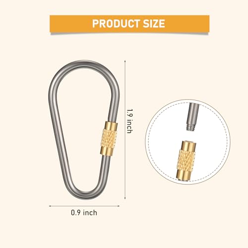 Skylety Mini Titanium Locking Clips - 20 Pack, D-Ring Keychain Buckles for Outdoor & Indoor Use, Lightweight & Durable