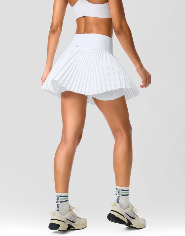 SANTINY Women's High Waisted Pleated Tennis Skirt - Lightweight Athletic Golf Skorts with Pockets