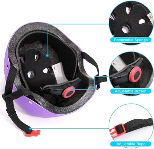 Adjustable Kids Bike Helmet for 3-14 Years with Purple Gradient, Medium Size