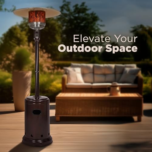 Outdoor Propane Patio Heater 46,000 BTU Havana Bronze with Wheels & Water Tank - Portable & Easy to Use