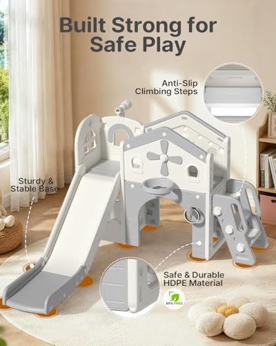 Babytronic White & Gray 10-in-1 Toddler Indoor & Outdoor Playset with Slide & Climber