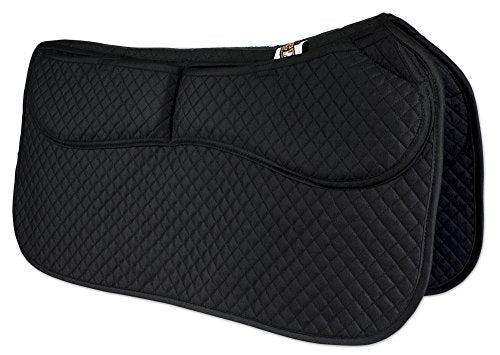 Equine Comfort Thermoregulating Western Saddle Pad - Black, Contoured Fit, Washable, Shock & Therapy Support with Memory Foam Shims