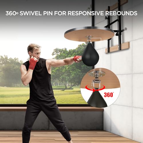 24 Inch Speed Bag Platform with Swivel and Adjustable Height for Boxing Training