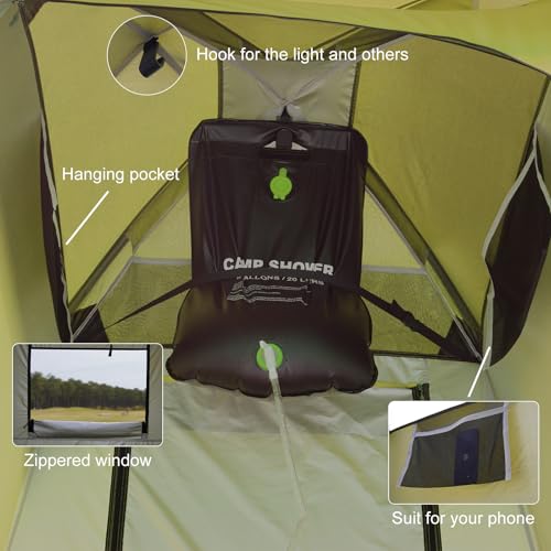 Vidalido Outdoor Camping Shower Tent - Army Green Privacy Shelter with Floor, Waterproof, Portable Changing Room