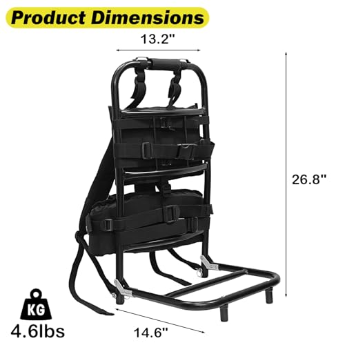 Foldable Aluminum Hunting Pack Frame Medium Black - Lightweight Backpack Support